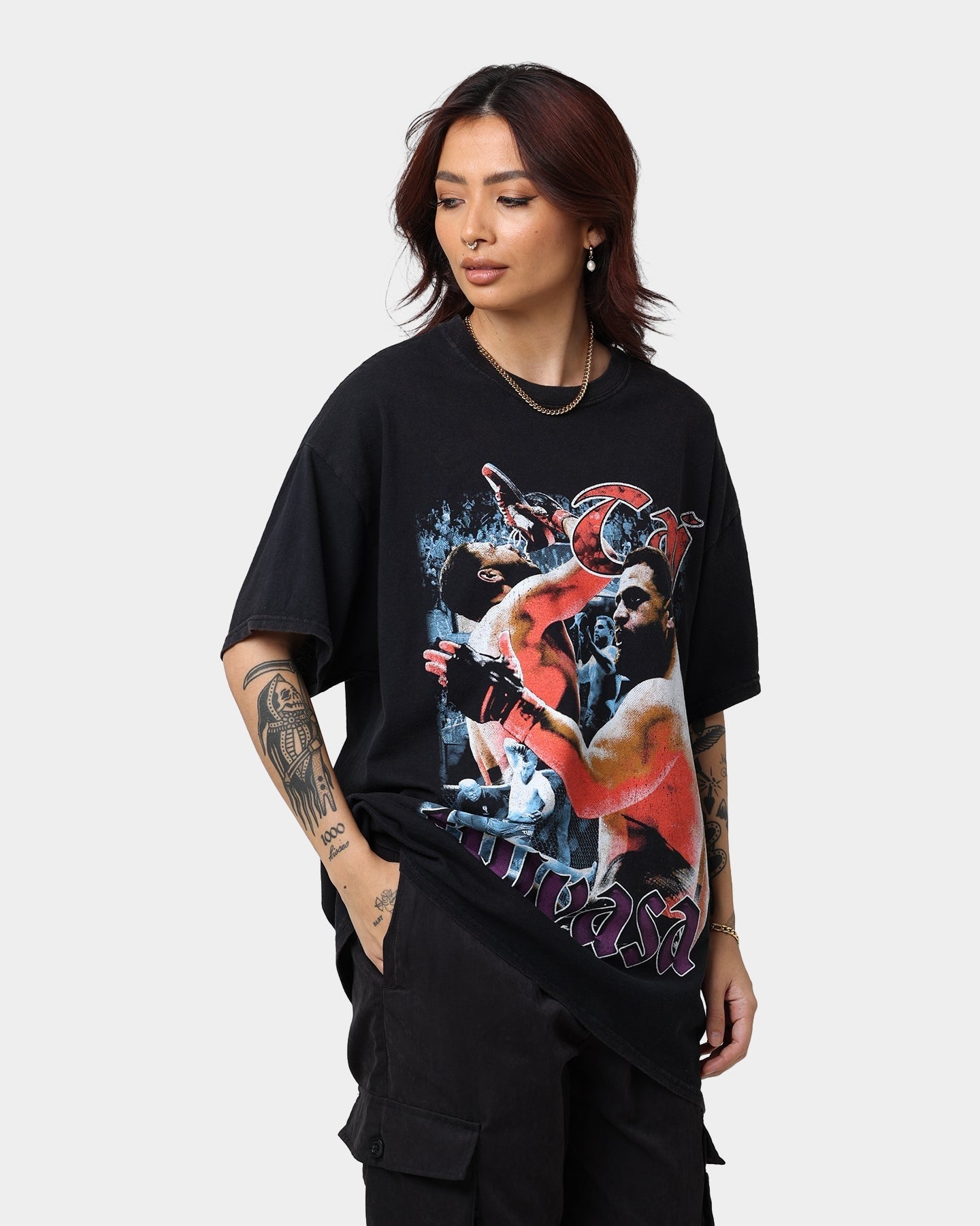 Goat Crew X Tai Tuivasa Bam Bam Vintage T-Shirt Washed Black Style001