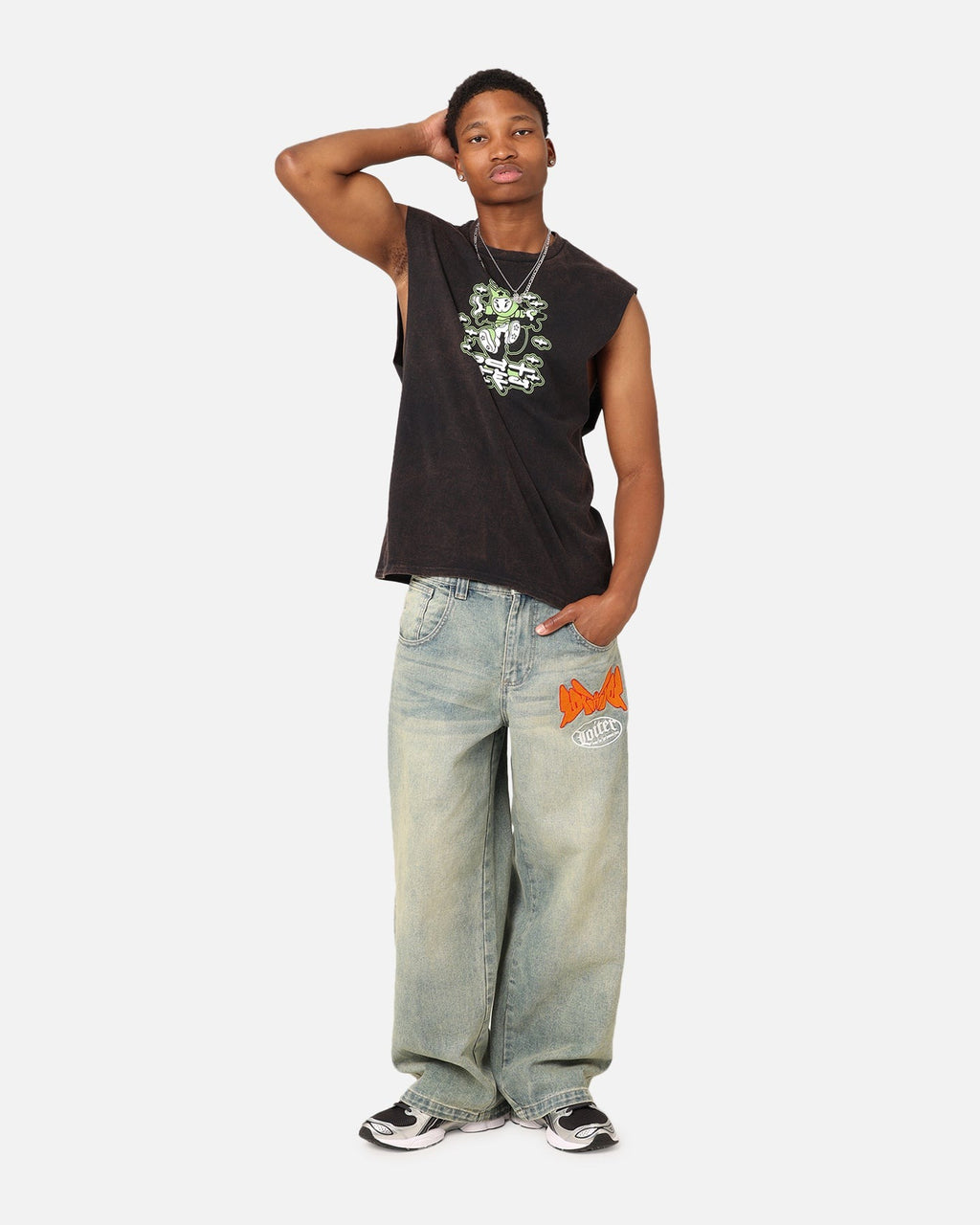 Goat Crew Y2K Ninja Vintage Muscle T-Shirt Black Wash