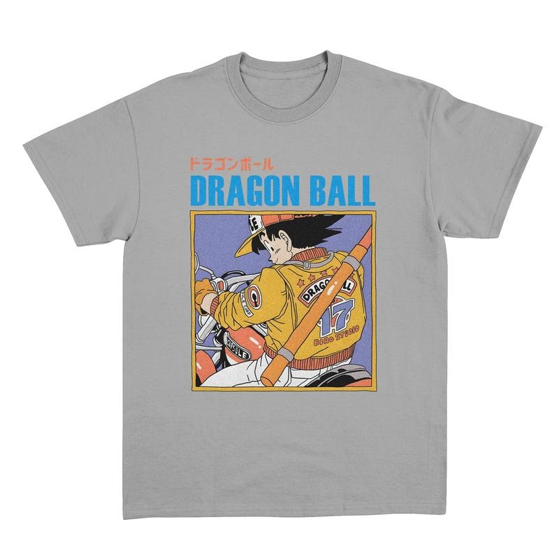 Goku Riding a Bike Graphic T-Shirt, Anime Inspired Tee Inactive, Vintage anime tees, 2000s clothes Menswear Top