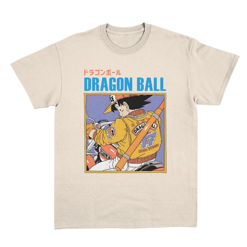 Goku Riding a Bike Graphic T-Shirt, Anime Inspired Tee Inactive, Vintage anime tees, 2000s clothes Menswear Top
