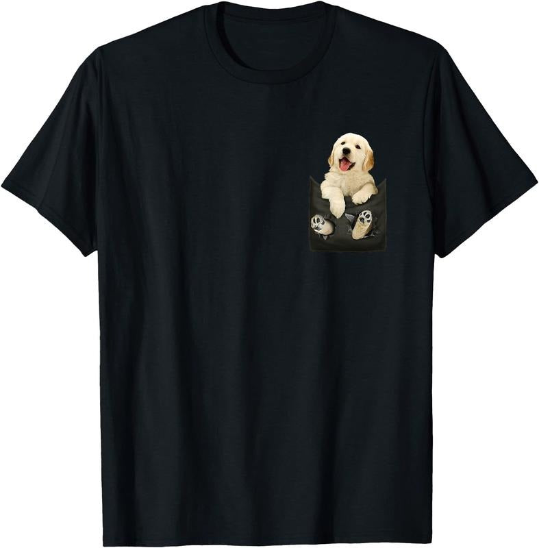 Golden Retriever In Pocket Puppy Unisex T-Shirt Sweatshirt Hoodie Crewneck Casual Shortsleeve Tshirt Classic Cotton