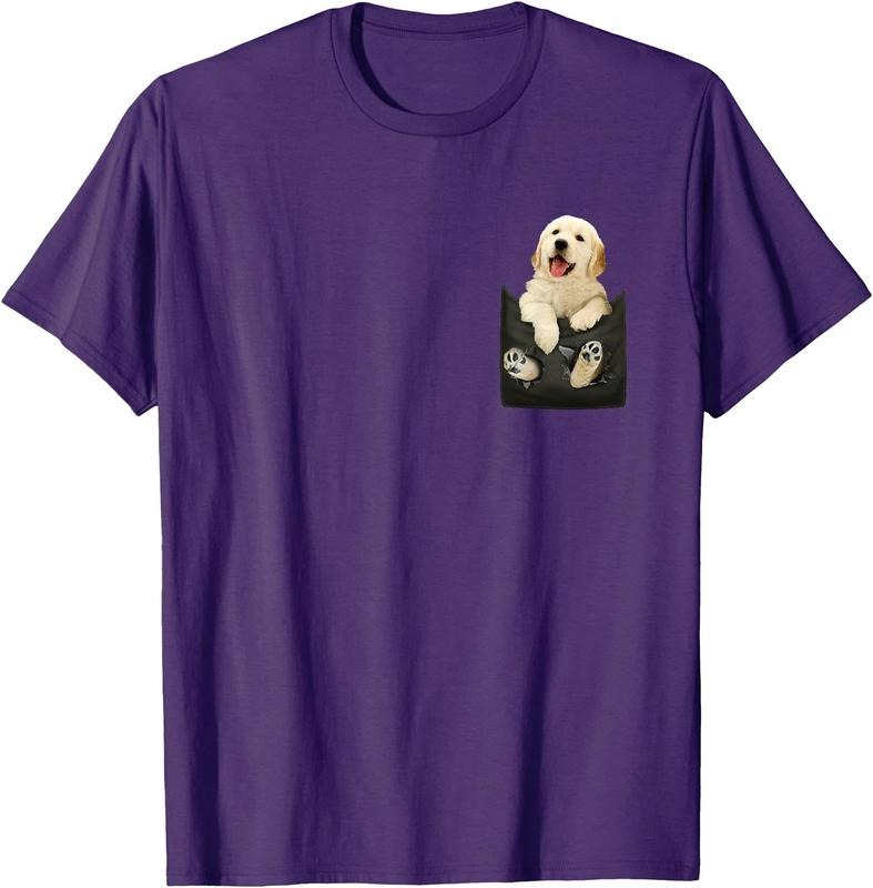 Golden Retriever In Pocket Puppy Unisex T-Shirt Sweatshirt Hoodie Crewneck Casual Shortsleeve Tshirt Classic Cotton