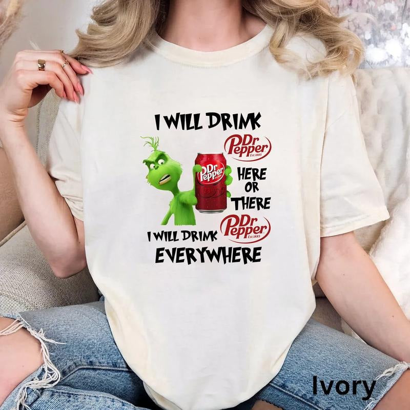 Grlnch I Will Drink Dr Pepper Sweatshirt, GRmas Season Christmas Friends Sweatshirt,Thug Life Christmas Movie Hoodie, Christmas Gifts Menswear Hoodie