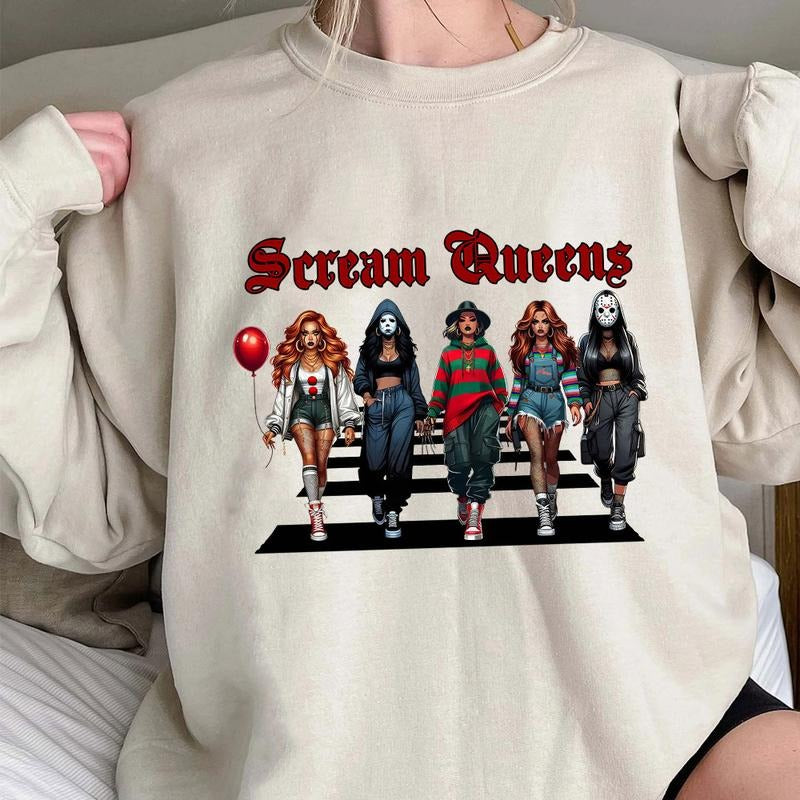 Halloween Horror Characters Scream Queens Shirt, Halloween Graphic Tee Shirt