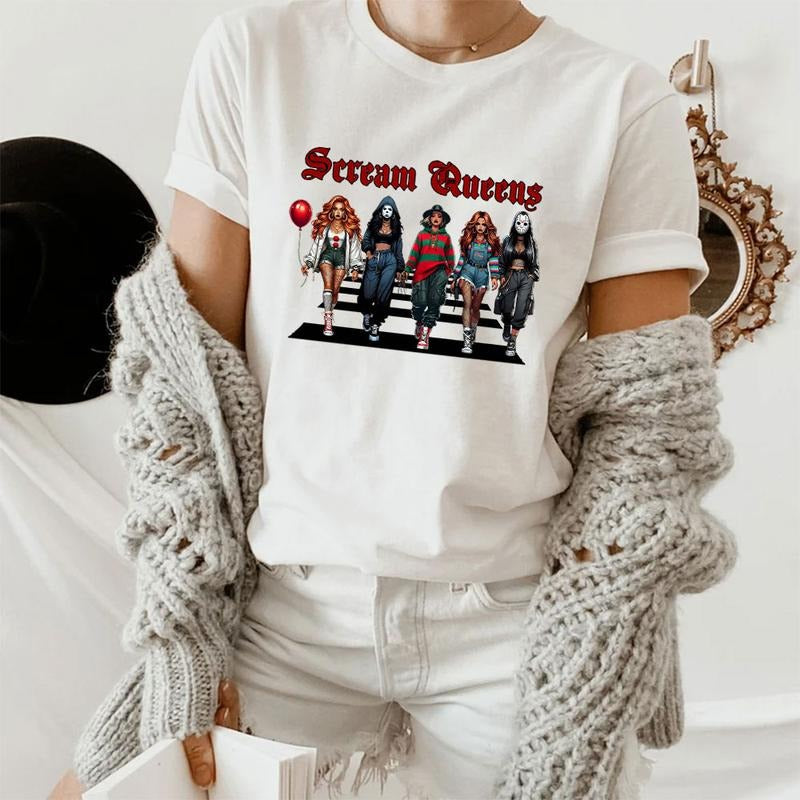 Halloween Horror Characters Scream Queens Shirt, Halloween Graphic Tee Shirt