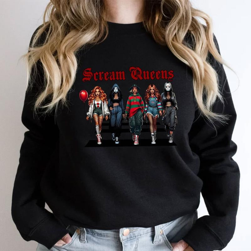 Halloween Horror Characters Scream Queens Shirt, Halloween Graphic Tee Shirt