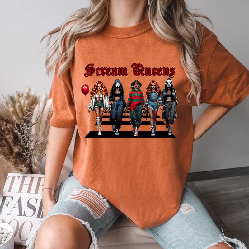 Halloween Horror Characters Scream Queens Shirt, Halloween Graphic Tee Shirt