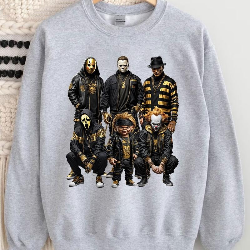 Halloween Horror Characters Shirt, Halloween Graphic Tee Shirt Comfort Cotton