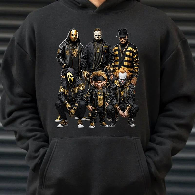 Halloween Horror Characters Shirt, Halloween Graphic Tee Shirt Comfort Cotton