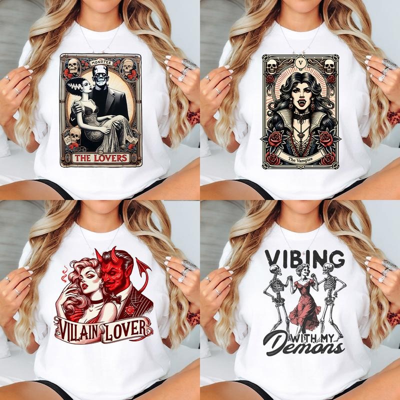 Halloween Shirts Round  3- Print is Sublimation, Unisex T-Shirt, Funny Tee, Womenswear Graphic Womenswear Graphic Womenswear Graphic