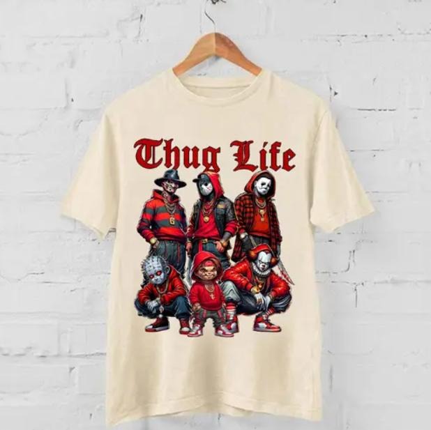 Halloween THUGLIFE Shirt, Halloween Horror Characters Shirt, Halloween Graphic Tee Shirt