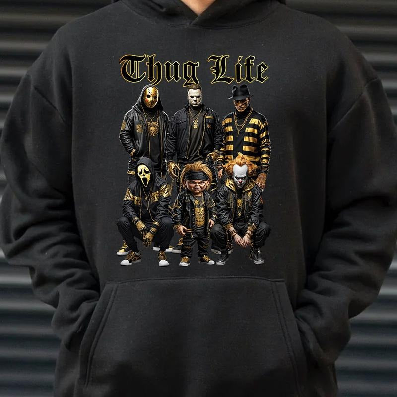 Halloween THUGLIFE Shirt, Horror Characters Shirt, Halloween Graphic Tee