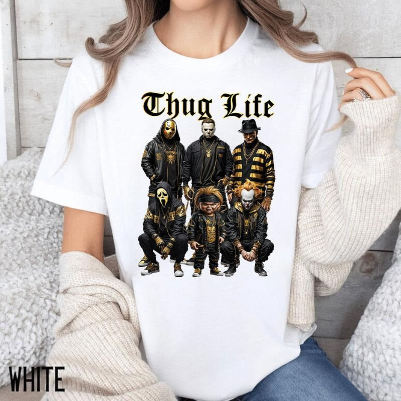 Halloween THUGLIFE Shirt, Horror Characters Shirt, Halloween Graphic Tee