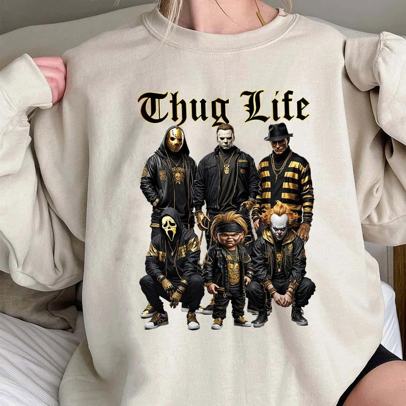 Halloween THUGLIFE Shirt, Horror Characters Shirt, Halloween Graphic Tee