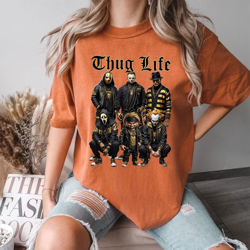 Halloween THUGLIFE Shirt, Horror Characters Shirt, Halloween Graphic Tee