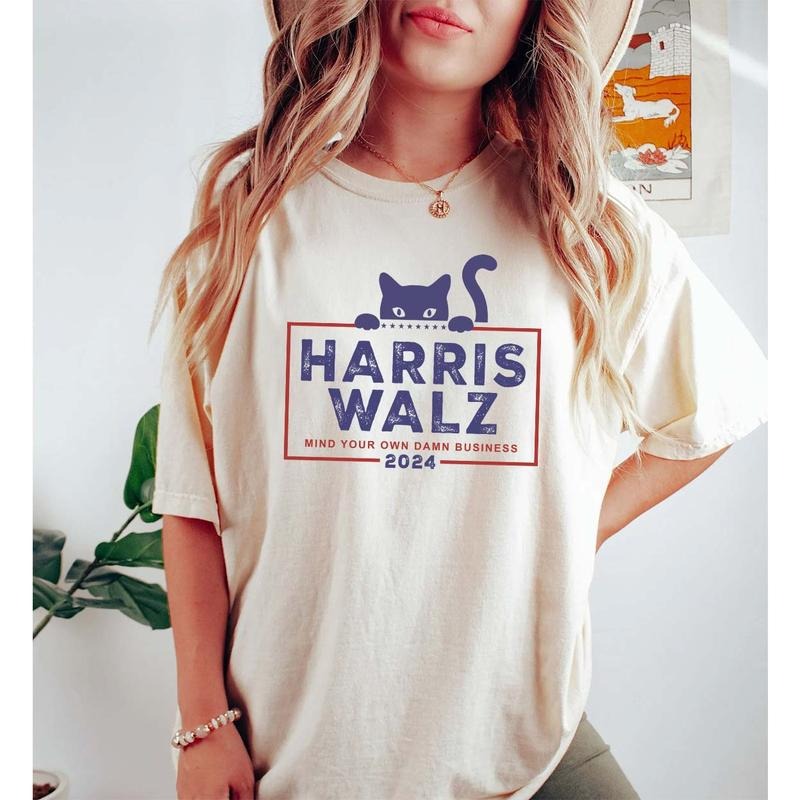 Harris Walz 2024 Cat Shirt, Kamala Harris, Tim Walz Kamala Harris Tee, Holiday Gift, Kamala For The People, Vice President, Democrat Shirt style 001