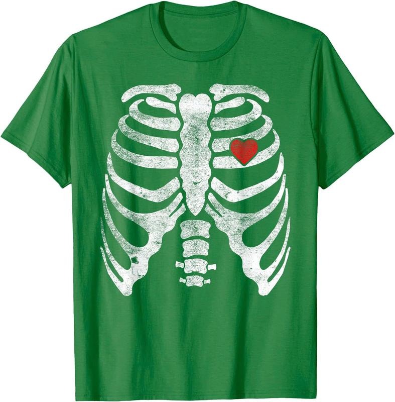 Heart Rib Cage X-Ray Adult Kids Funny Halloween Skeleton Unisex T-Shirt Sweatshirt Hoodie Crewneck Casual Shortsleeve Tshirt