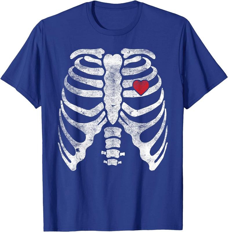 Heart Rib Cage X-Ray Adult Kids Funny Halloween Skeleton Unisex T-Shirt Sweatshirt Hoodie Crewneck Casual Shortsleeve Tshirt