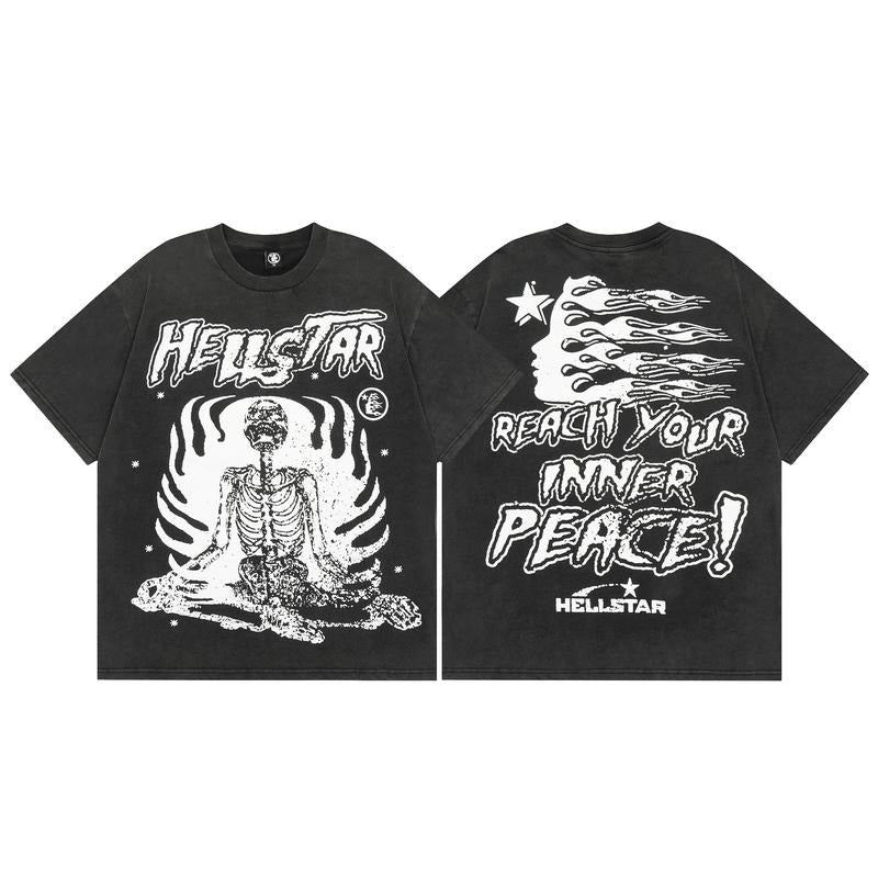 Hellstar Inner Peace Y2K Aesthetic T Shirt, Harajuku Tee, Goth Punk T-Shirt, Alternative Clothing, Y2k Graphic Shirt, Unisex Shirt, Cotton Shirt, Vintage Shirt, Crewneck Shirt, Streetwear, Oversized T-Shirt
