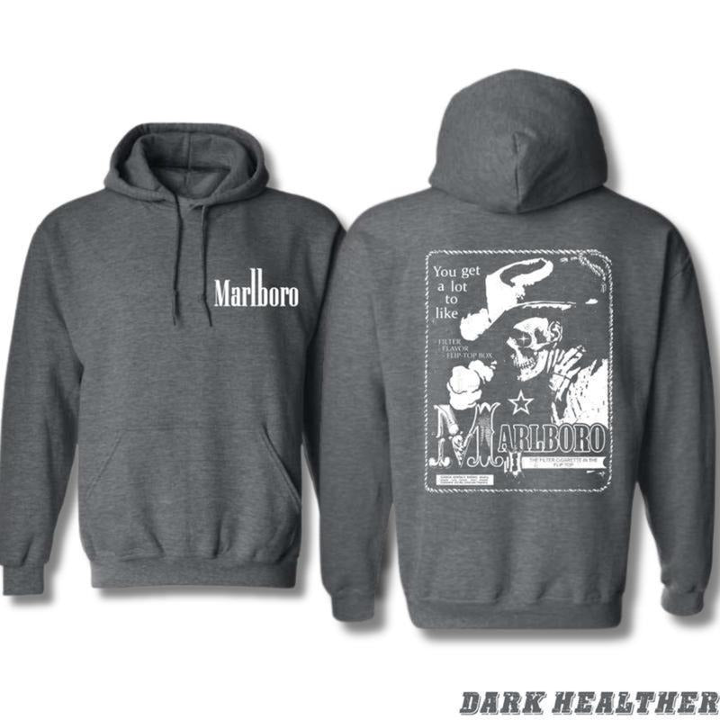 Marlboro Skull Graphic Iconic Cowboy T-shirt/Hoodie,  Classic Fit, Cotton Material Menswear Sweatshirt