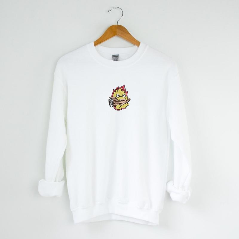 Calcifer Embroidered Tshirt/Sweatshirt/Hoodie, Howl's Moving Castle Shirt, Studio Ghiblie Shirt, Anime Gift Casual Classic