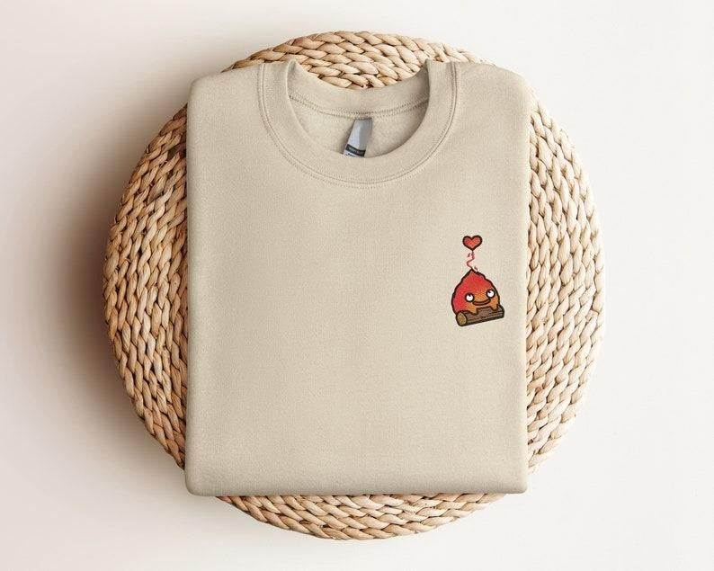 Calcifer Embroidered Tshirt/Sweatshirt/Hoodie, Howl's Moving Castle Shirt, Studio Ghiblie Shirt, Anime Gift EB11