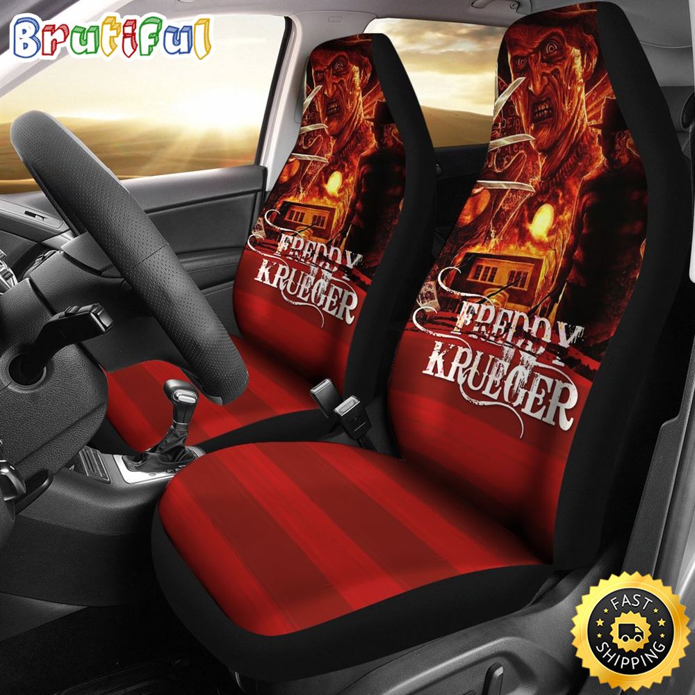 Horror Movie Car Seat Covers  Freddy Krueger Flaming Sunset Seat Covers