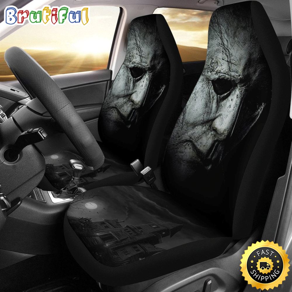 Horror Movie Michael Myers Face House On Hill Car Seat Covers