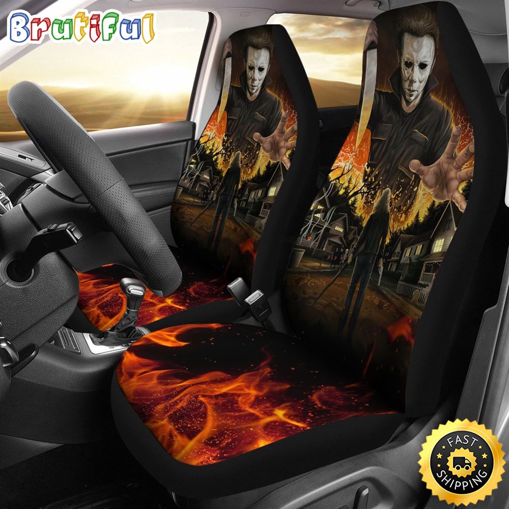 Horror Movie Michael Myers Knife Vs Laurie Strode Gun Fire Town Car Seat Covers