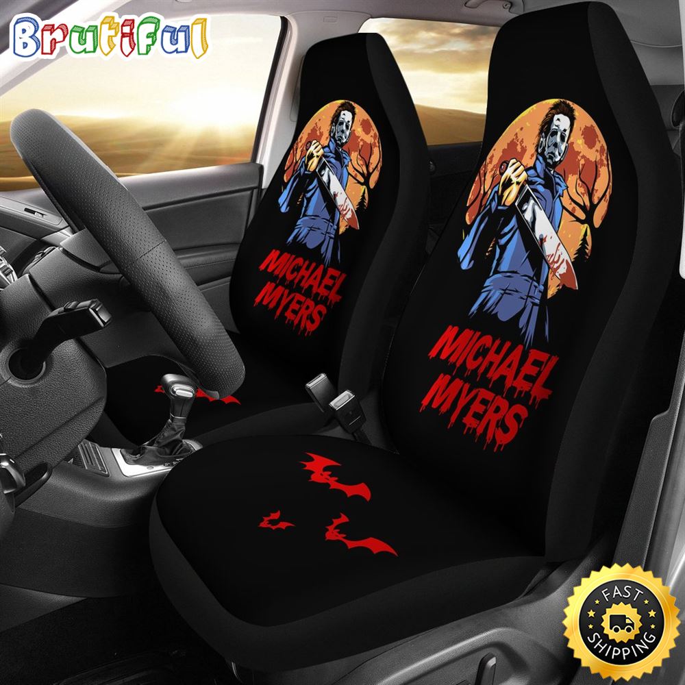 Horror Movie Michael Myers Yellow Moon Night Car Seat Covers