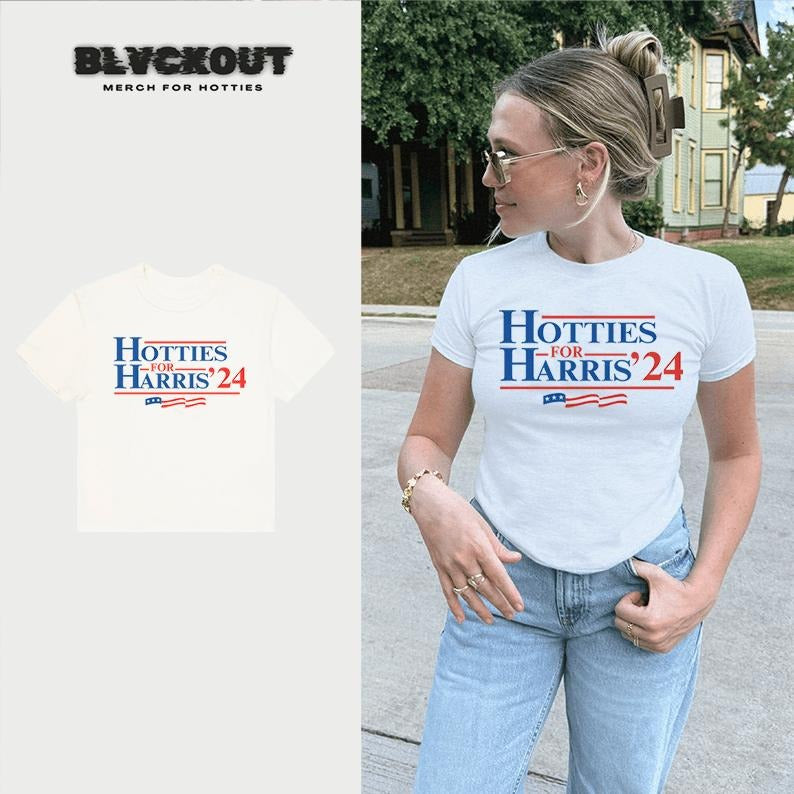 Hotties For Harris Baby Tee, Kamala Harris, Rapper Music, Tour Fan Merch, Shirt For Fan, Casual Classic Fashion, Unisex Cotton Top Collar