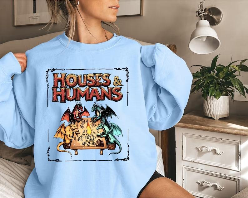 Houses and Humans D&D Shirt, Dungeons and Dragons Gift Tee for Men Women, Vintage Retro 90s Joke D and D T-shirt, Dungeon Master Shirt,  Dnd Houses And Humans Parody, Vintage Retro 90s DND Tee