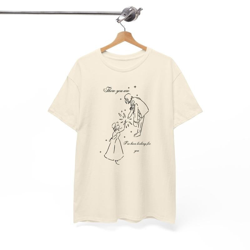 Howl And Sophie Calcifer Anime T-Shirt, Howls Moving Castle Tee - Cotton
