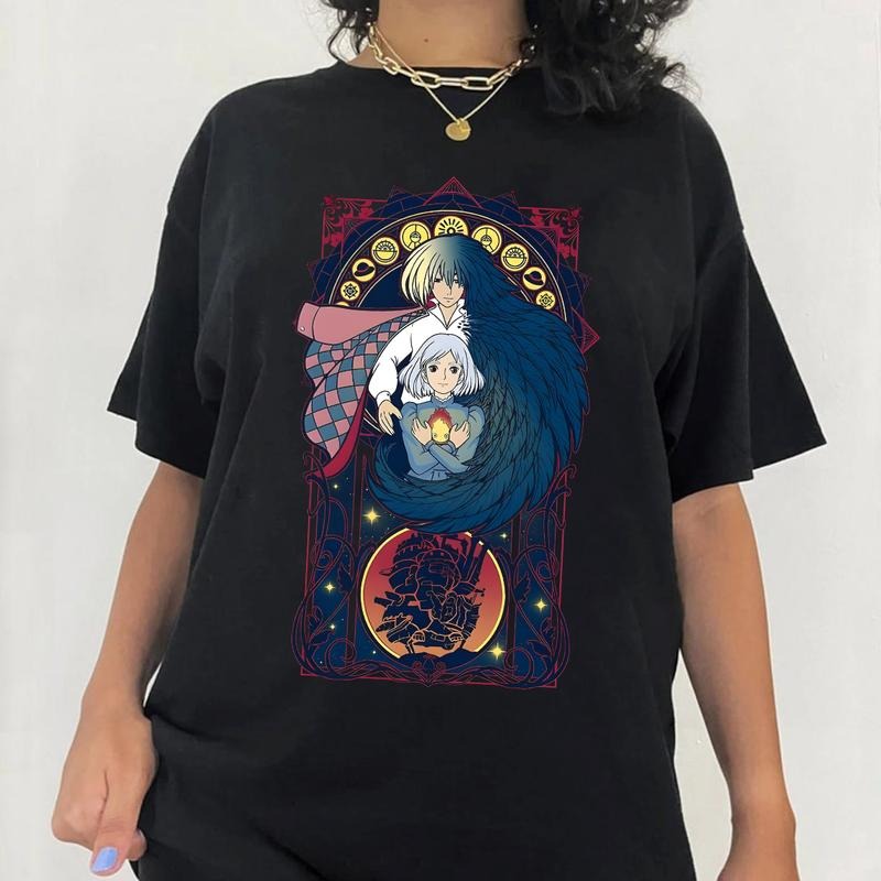 Howl and Sophie Shirt, Calcifer Shirt, Howl's Moving Castle Shirt, Miyazaki Hayao, Anime shirt