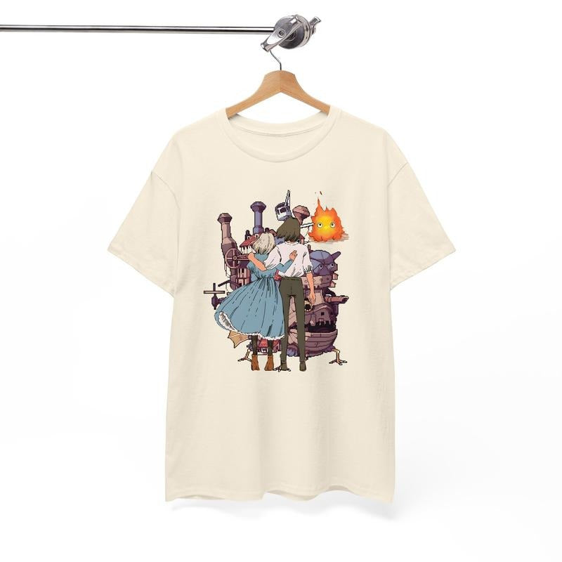 Howl and Sophie Shirt, Calcifer Shirt, Howl's Moving Castle Shirt, Miyazaki Hayao, Anime shirt style 001