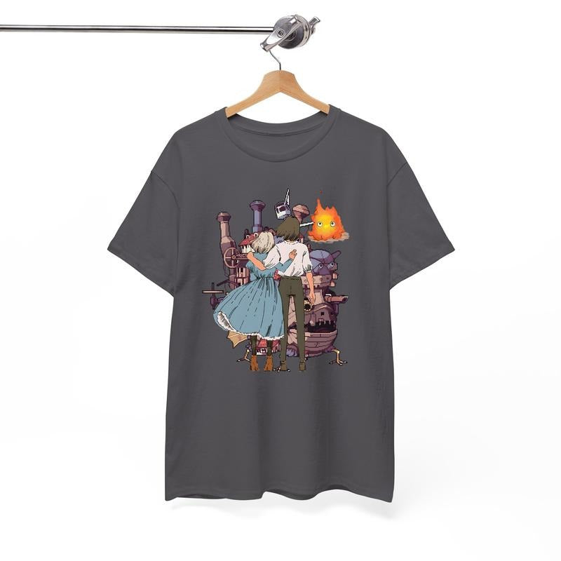 Howl and Sophie Shirt, Calcifer Shirt, Howl's Moving Castle Shirt, Miyazaki Hayao, Anime shirt style 001