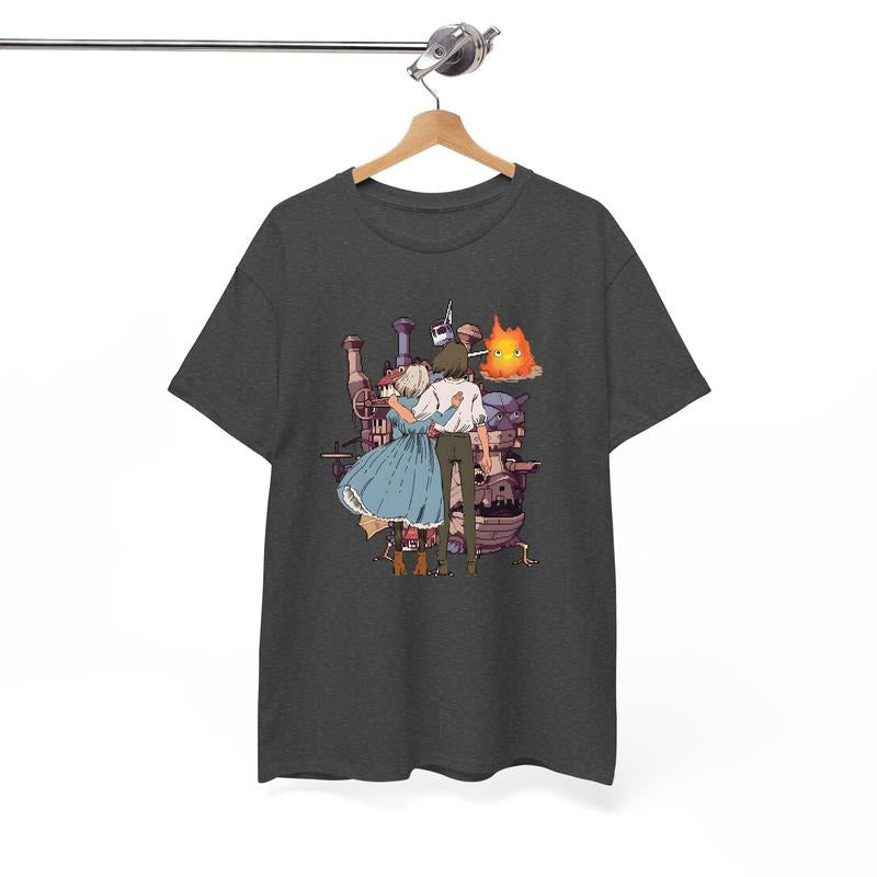 Howl and Sophie Shirt, Calcifer Shirt, Howl's Moving Castle Shirt, Miyazaki Hayao, Anime shirt style 001