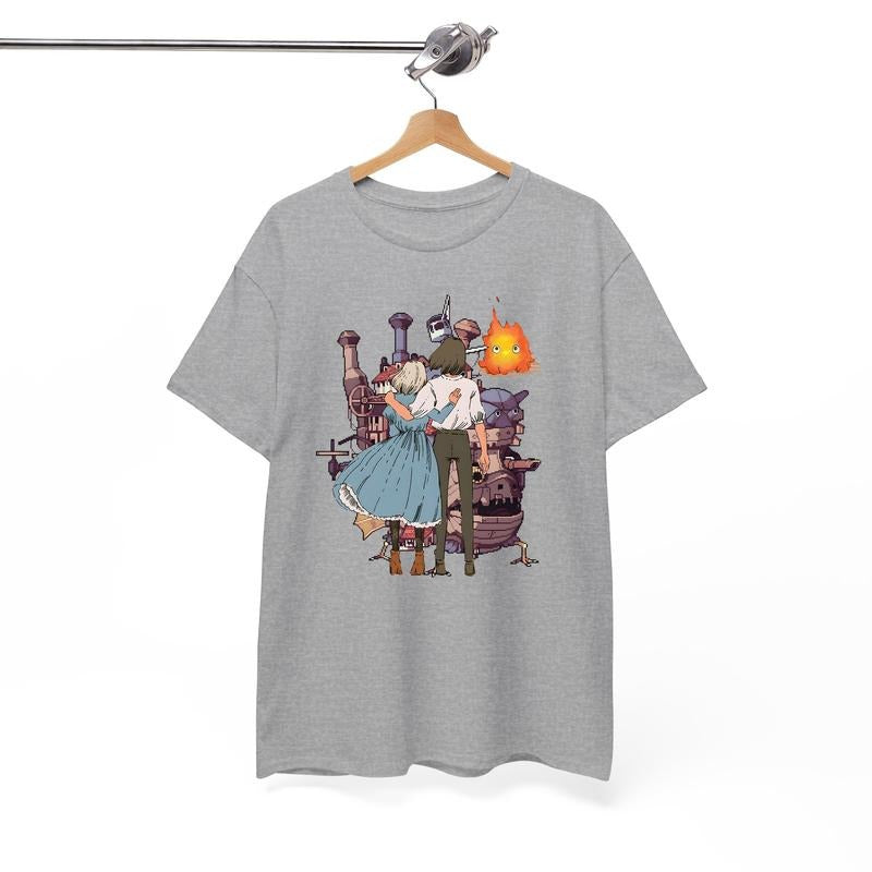 Howl and Sophie Shirt, Calcifer Shirt, Howl's Moving Castle Shirt, Miyazaki Hayao, Anime shirt style 001