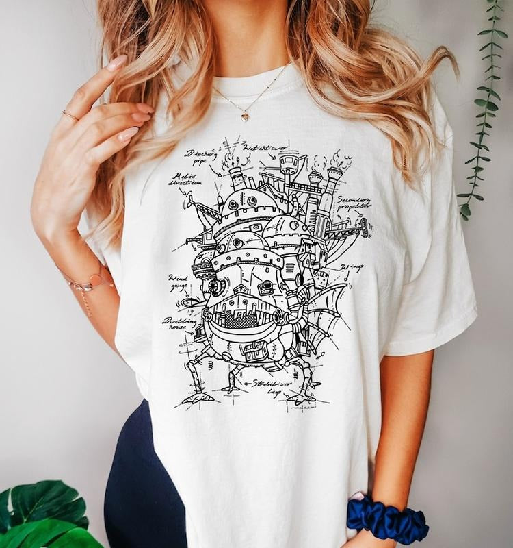 Howl's Moving Castle Shirt, Howl and Sophie Shirt, Anime shirt, Harajuku Clothing Womenswear Crewneck Polyester Sweatshirt Unisex Tops Cotton
