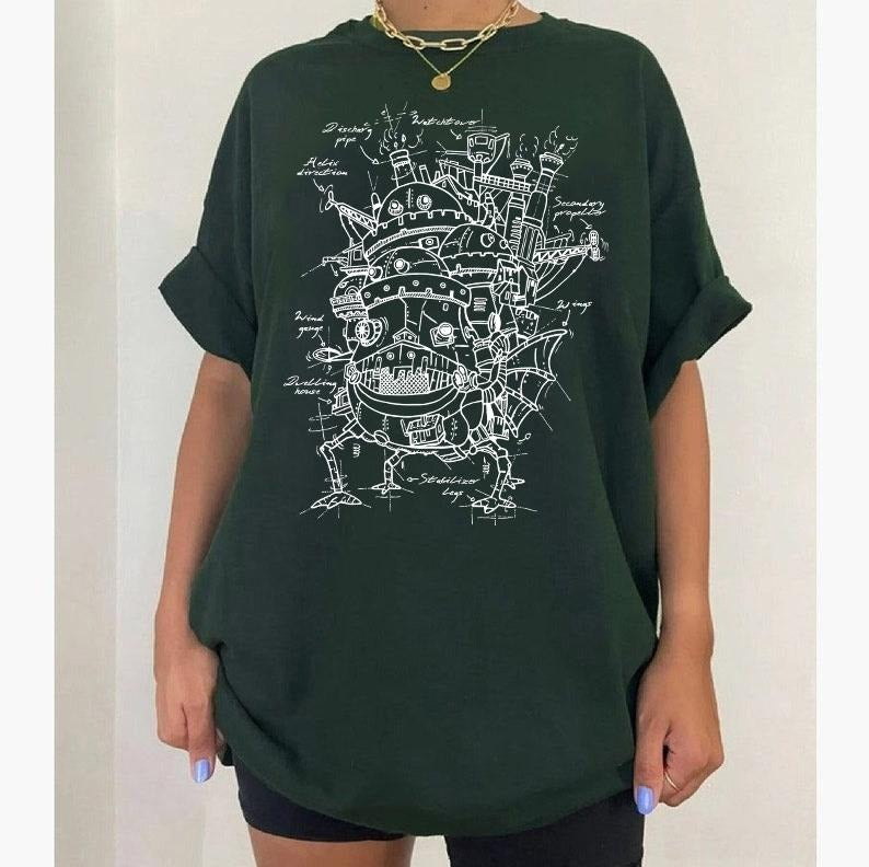 Howl's Moving Castle Shirt, Howl and Sophie Shirt, Anime shirt, Harajuku Clothing Womenswear Crewneck Polyester Sweatshirt Unisex Tops Cotton