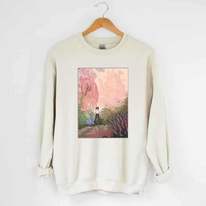 Howl's Moving Castle Sweatshirt, Howl and Sophie Shirt, Anime shirt, Harajuku Clothing Womenswear Crewneck Polyester Sweatshirt Unisex Tops Cotton