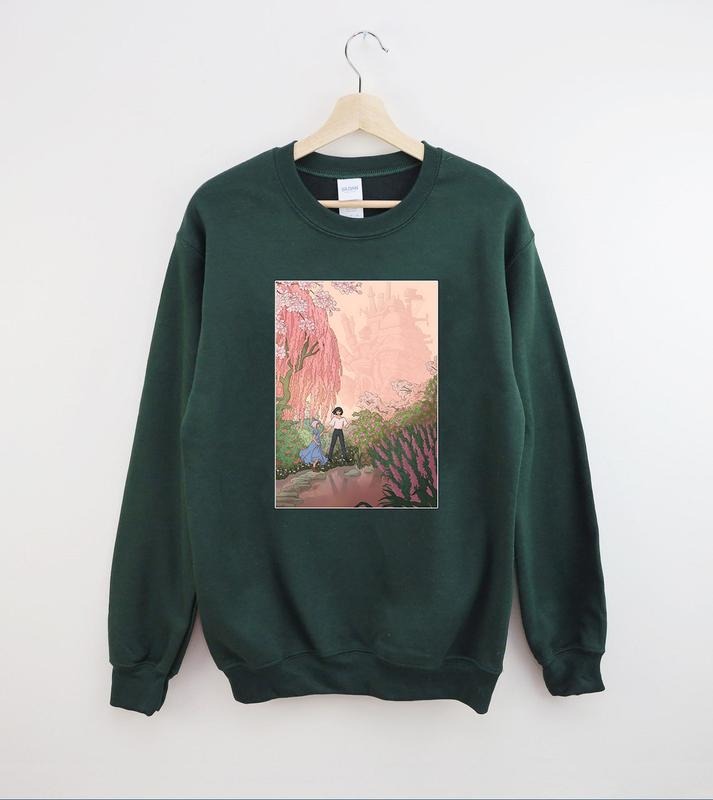 Howl's Moving Castle Sweatshirt, Howl and Sophie Shirt, Anime shirt, Harajuku Clothing Womenswear Crewneck Polyester Sweatshirt Unisex Tops Cotton