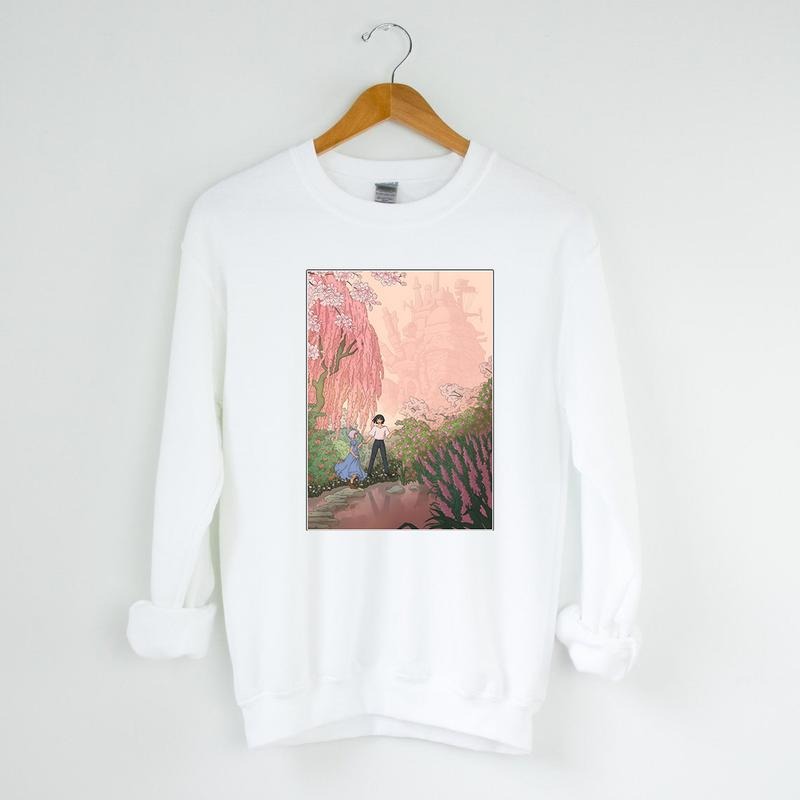 Howl's Moving Castle Sweatshirt, Howl and Sophie Shirt, Anime shirt, Harajuku Clothing Womenswear Crewneck Polyester Sweatshirt Unisex Tops Cotton