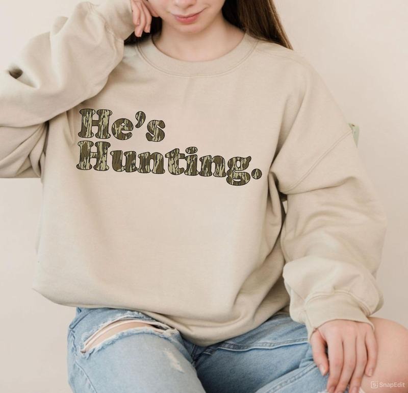 Hunting Camoflauge Bottomland Pattern Sweater, He is Hunting Camoflauge Bottomland Sweater, Hunting Camo Unisex Shirt, Casual Crewneck for Men Women
