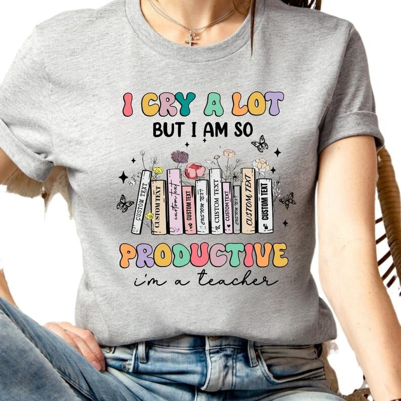 I Cry A Lot But I Am So Productive Shirt, Album Name Songs Graphic T-Shirt Cotton Menswear