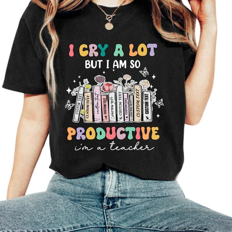 I Cry A Lot But I Am So Productive Shirt, Album Name Songs Graphic T-Shirt Cotton Menswear