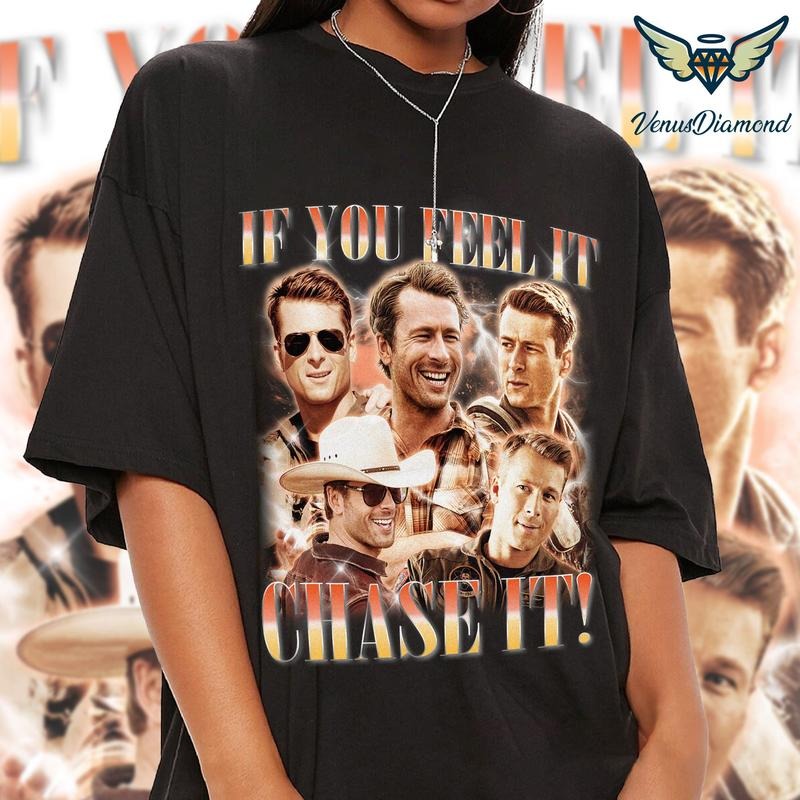 If You Feel It Chase It Shirt, Glen Powell Vintage Tshirt, Glen Powell Bootleg Rap Tshirt