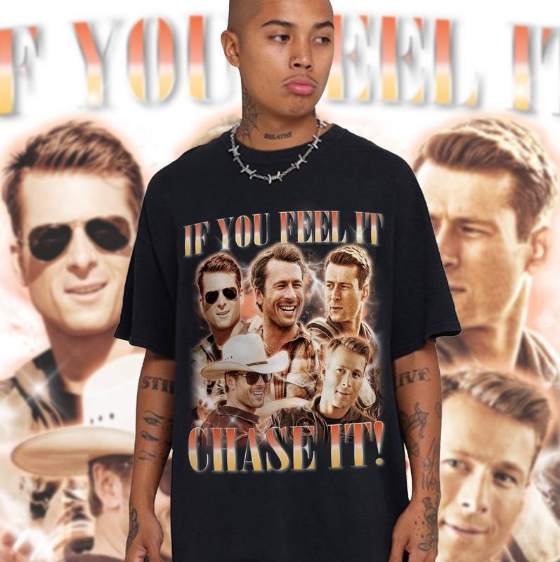 If You Feel It Chase It Shirt, Glen Powell Vintage Tshirt, Glen Powell Bootleg Rap Tshirt