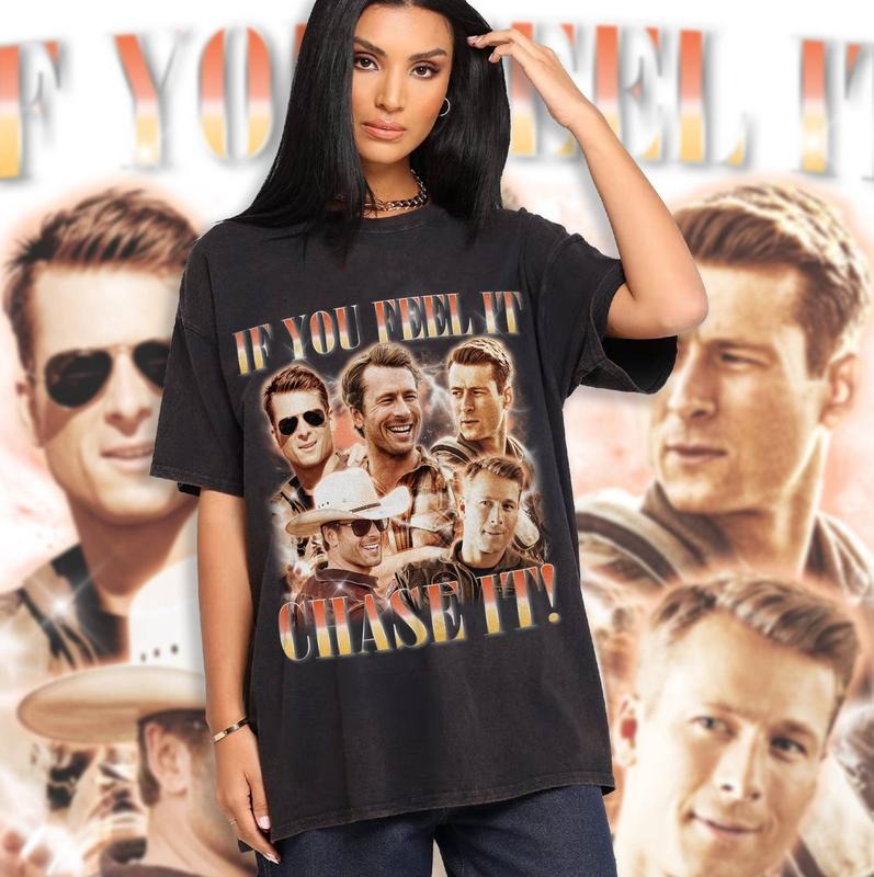 If You Feel It Chase It Shirt, Glen Powell Vintage Tshirt, Glen Powell Bootleg Rap Tshirt