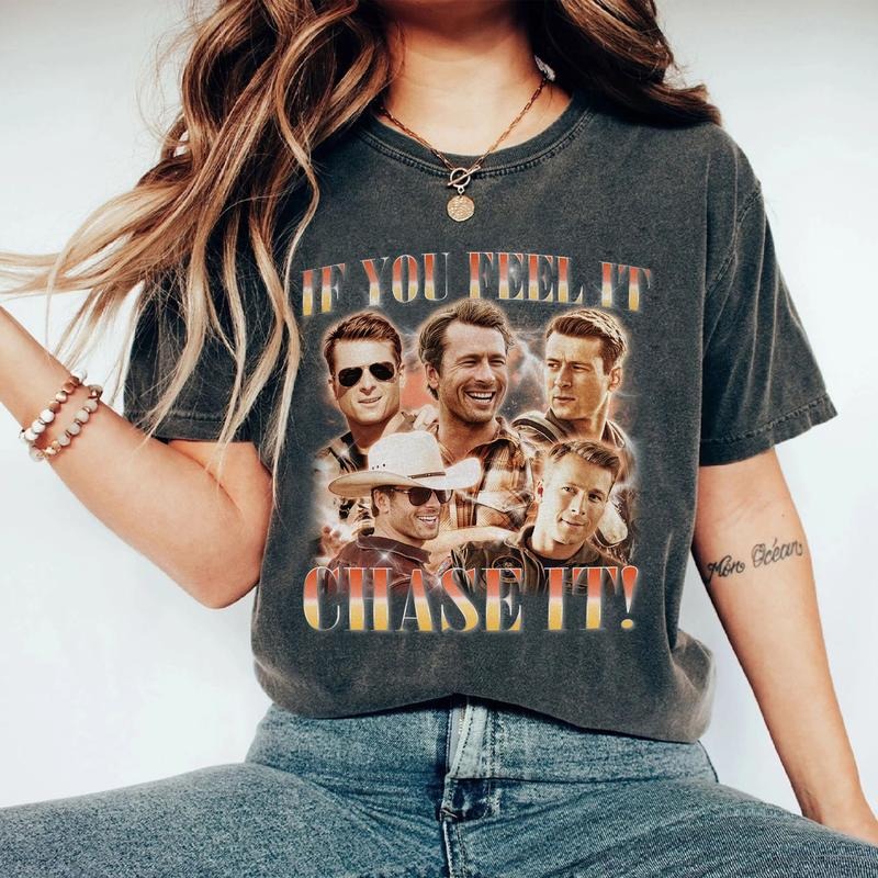 If You Feel It Chase It Shirt, Glen Powell Vintage Tshirt, Glen Powell Bootleg Rap Tshirt